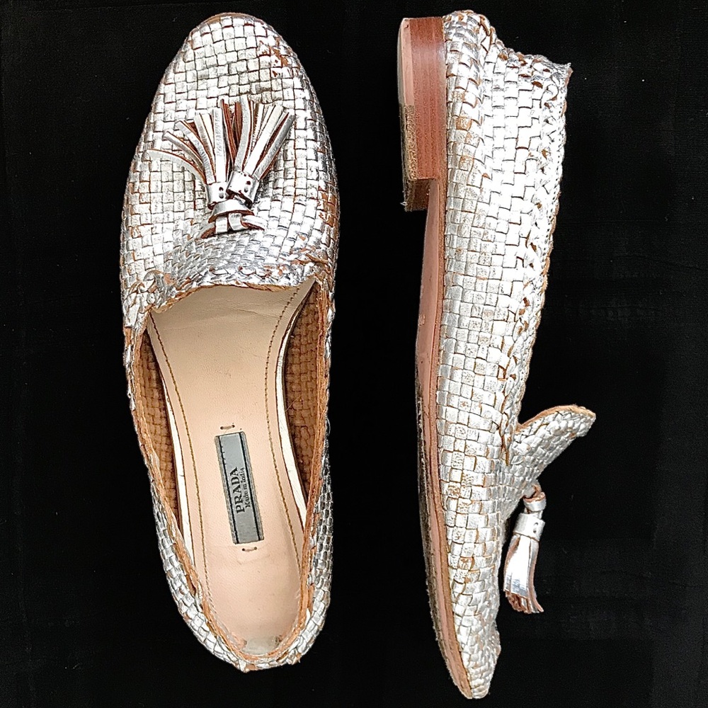 PRADA Silver Loafers